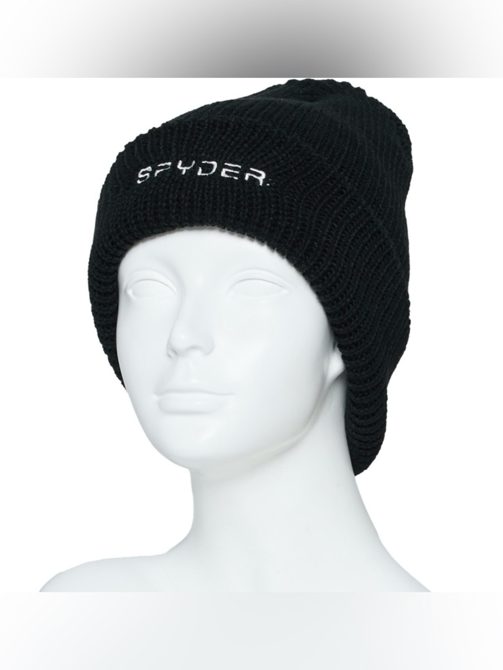 SPYDER OS Boy/Girl Black Knit Cuffed Beanie Hat - Picture 2 of 13